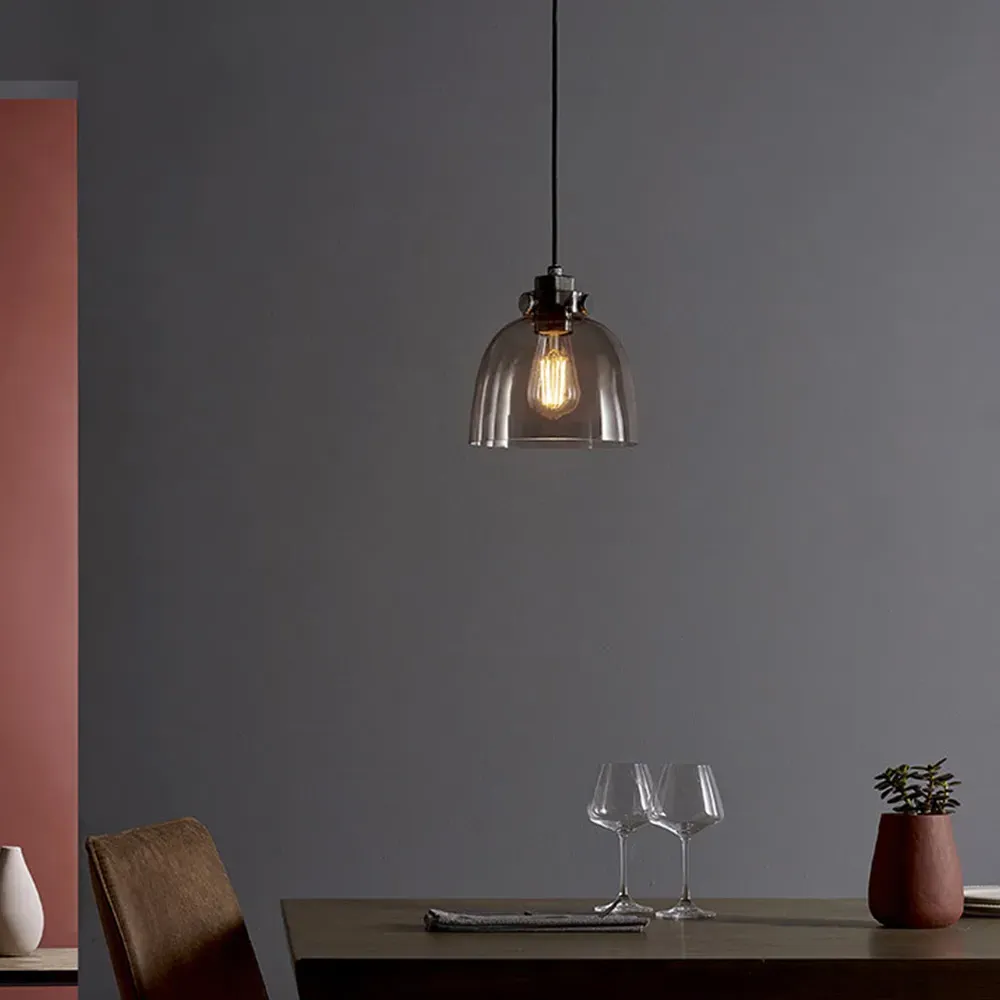 Alessandria Glass Pendant Light - Grey, Chrome