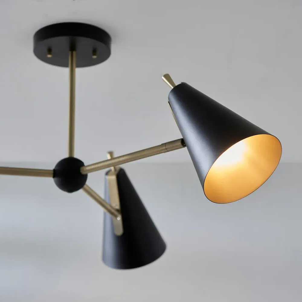 Alta 3 Light Pendant Light - Black, Brass