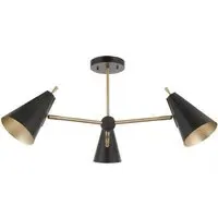 Alta 3 Light Pendant Light - Black, Brass