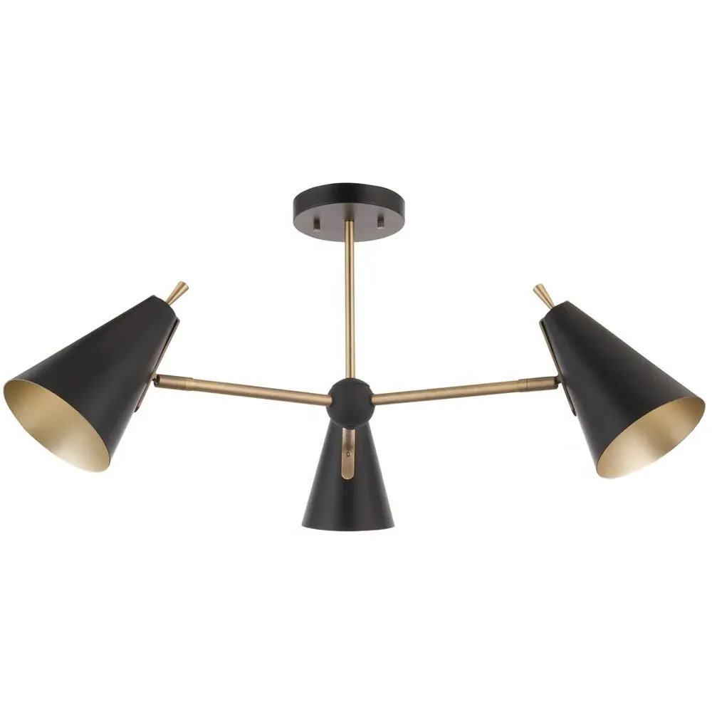 Alta 3 Light Pendant Light - Black, Brass image