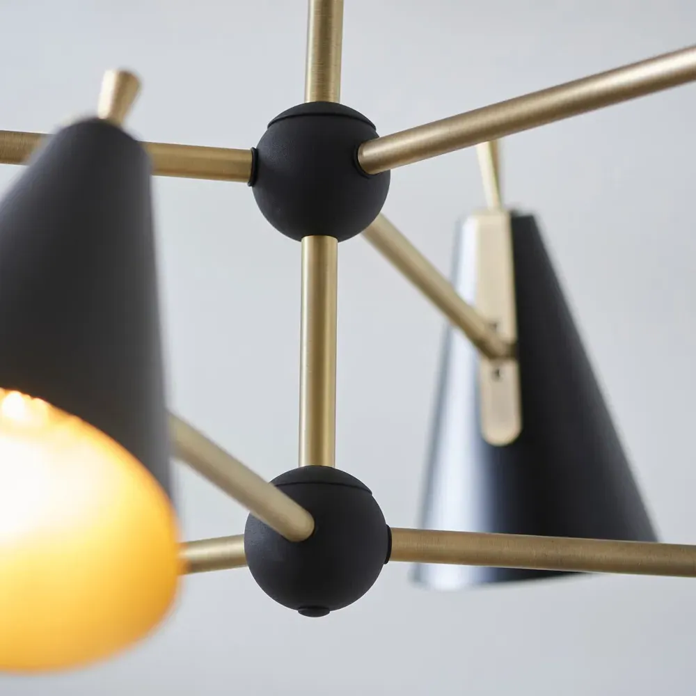 Alta 6 Light Pendant Light - Black, Brass