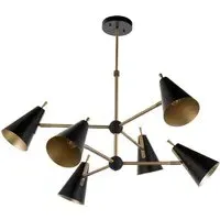 Alta 6 Light Pendant Light - Black, Brass