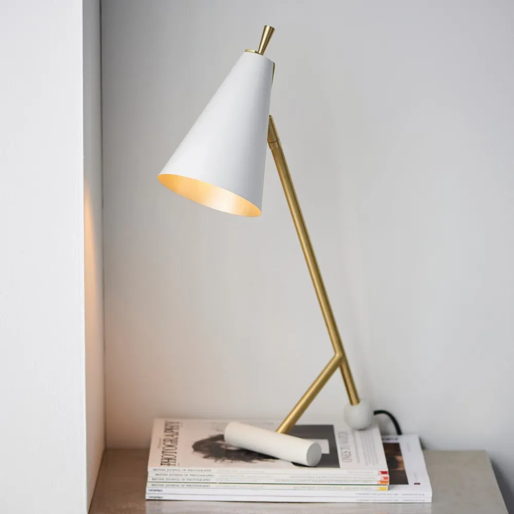 Alta Table Lamp with Adjustable Head - White, Brass