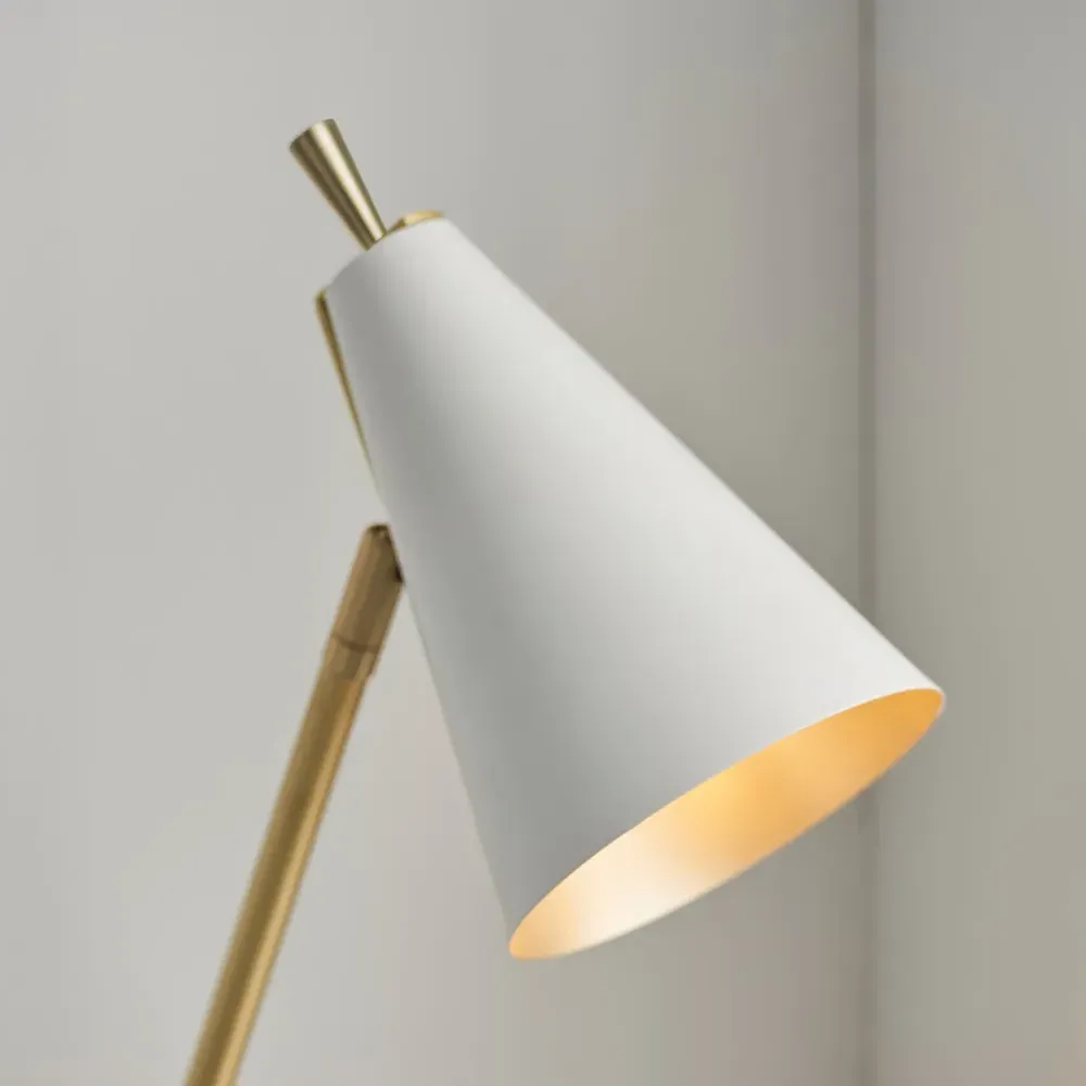 Alta Table Lamp with Adjustable Head - White, Brass