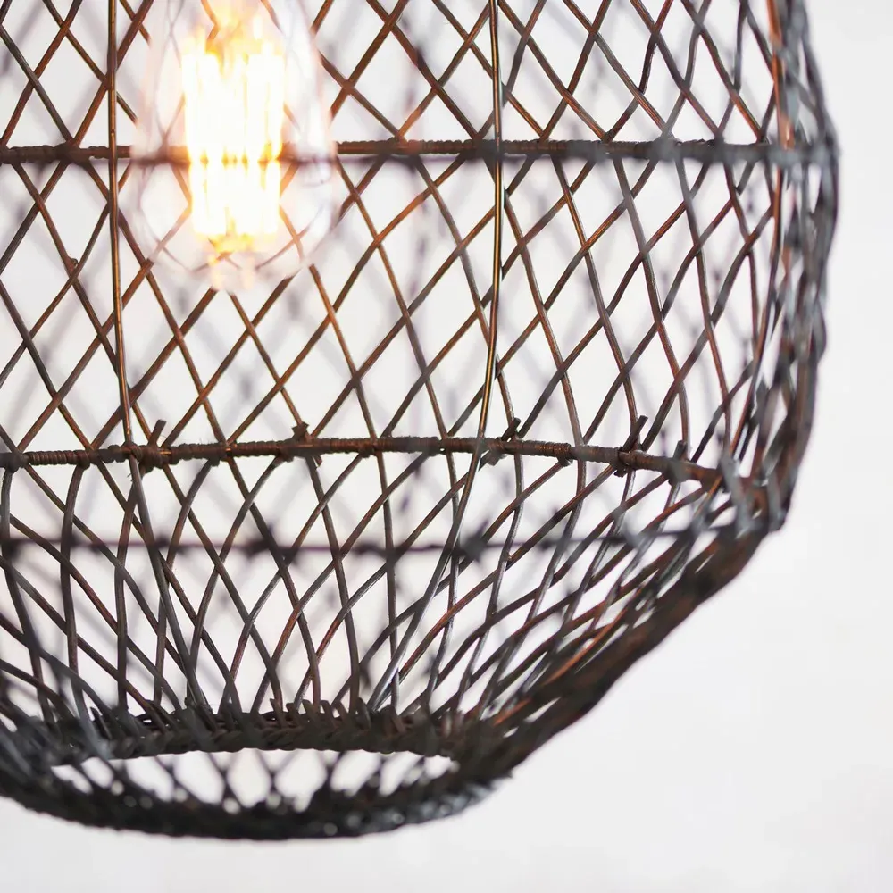 Ancona Pendant Light - Black, Rattan
