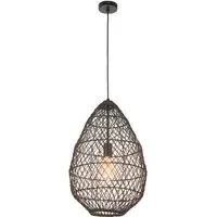 Ancona Pendant Light - Black, Rattan