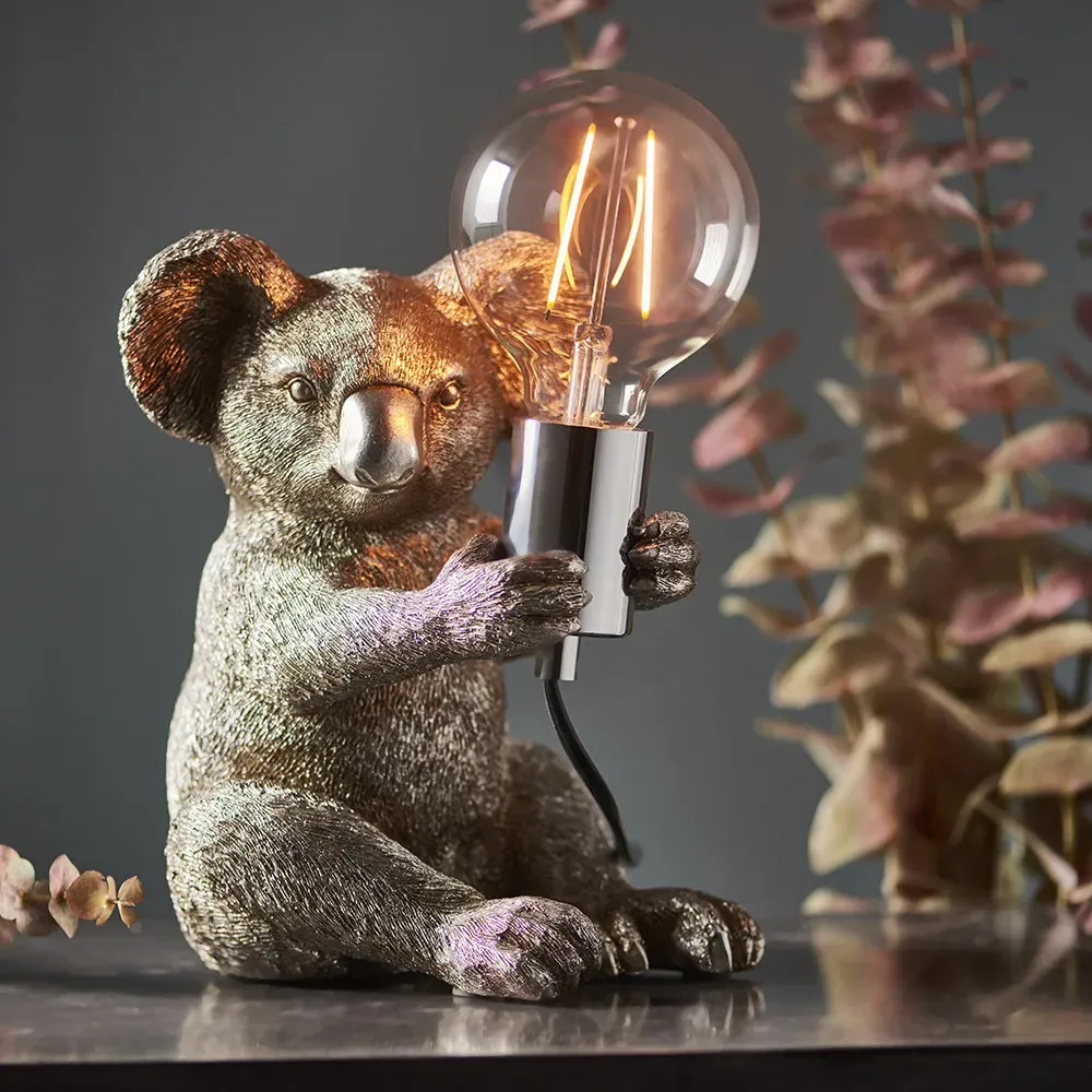 Andria Koala Table Lamp - Silver, Resin