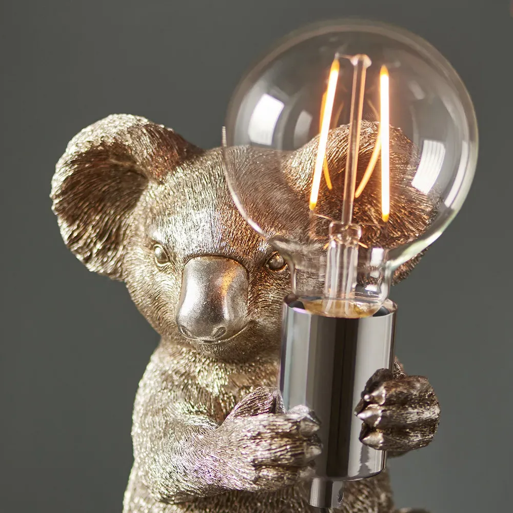Andria Koala Table Lamp - Silver, Resin