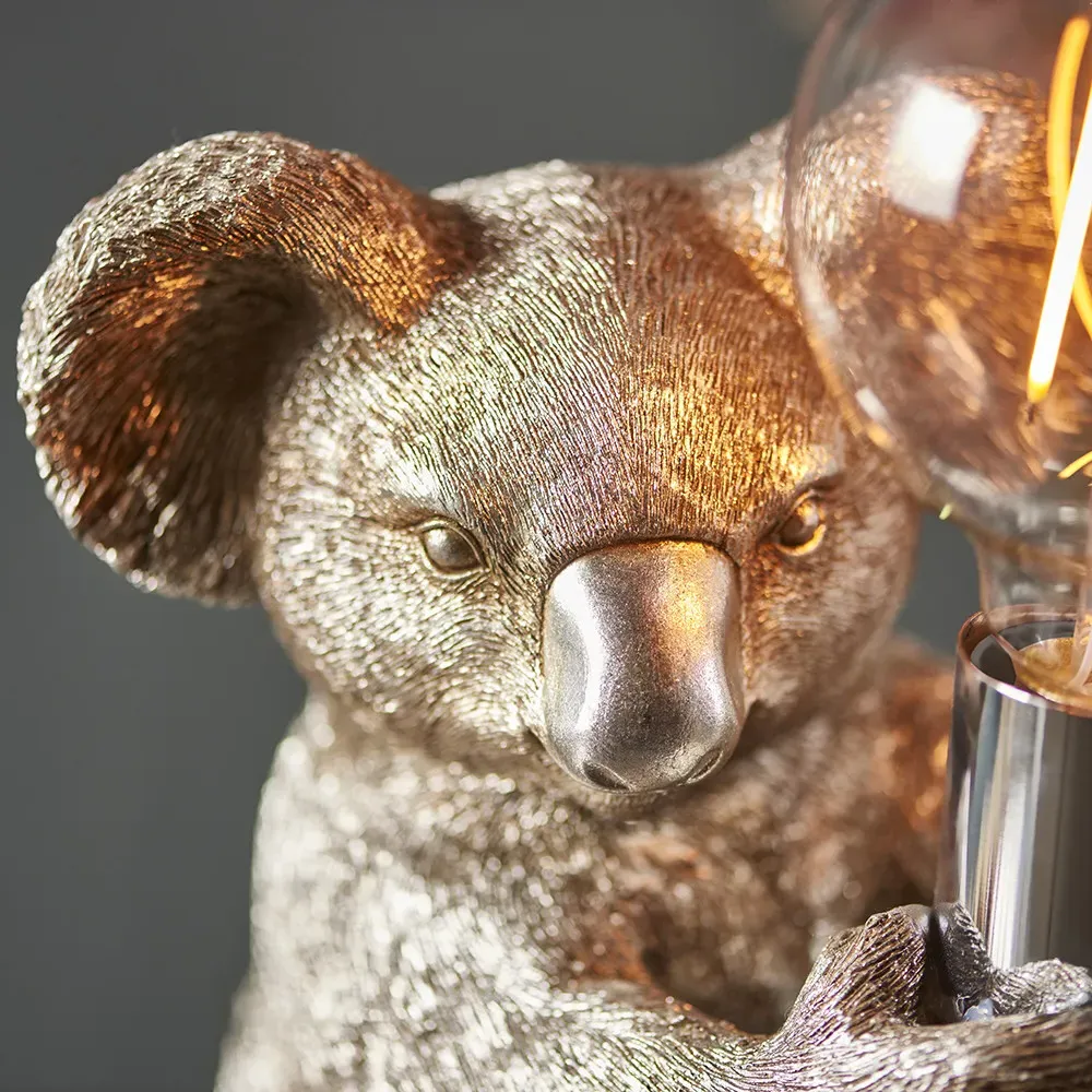 Andria Koala Table Lamp - Silver, Resin