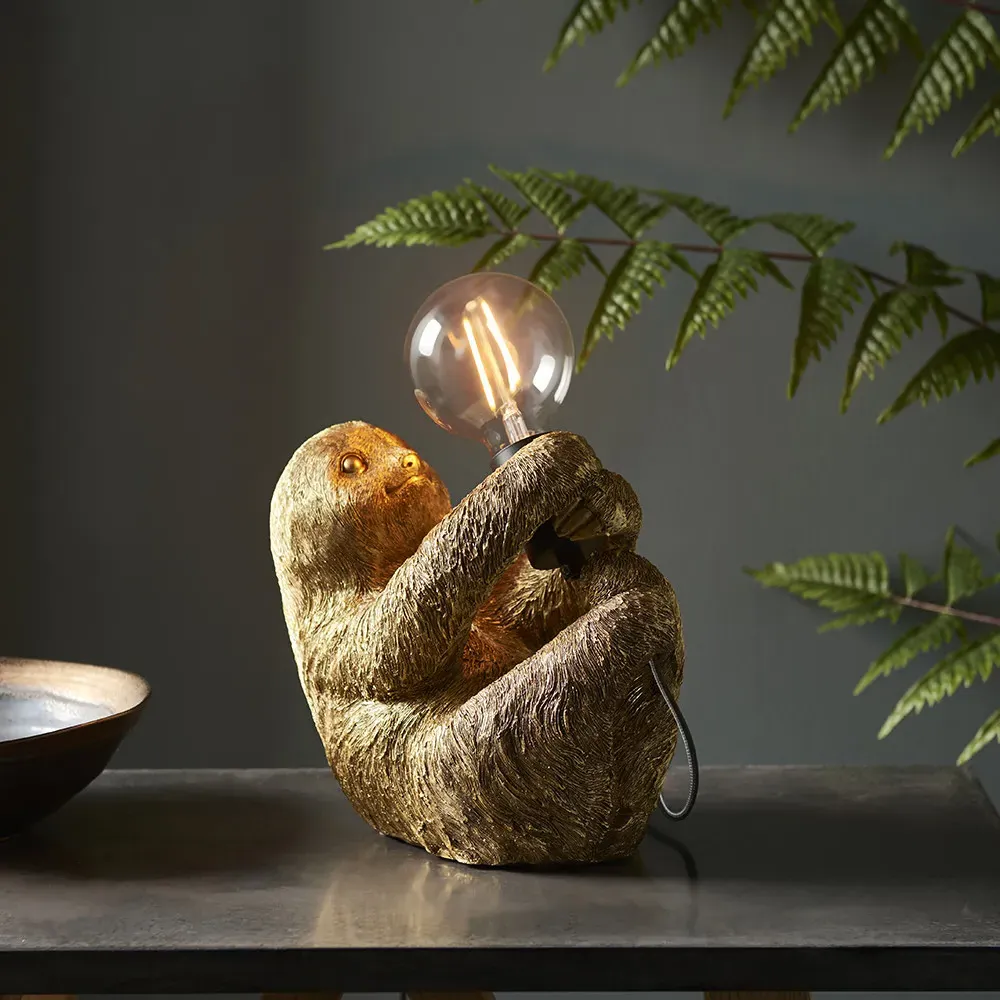 Andria Sloth Table Lamp - Black, Resin