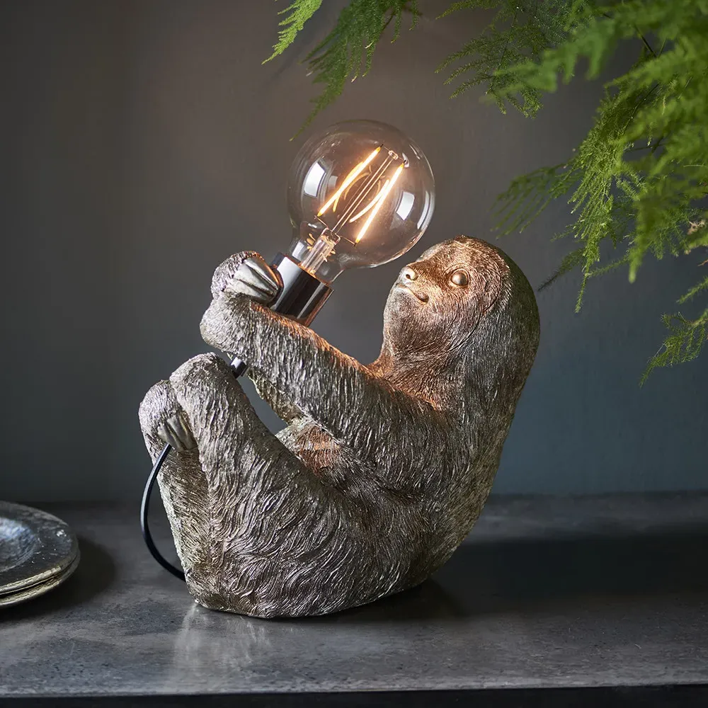 Andria Sloth Table Lamp - Silver, Resin