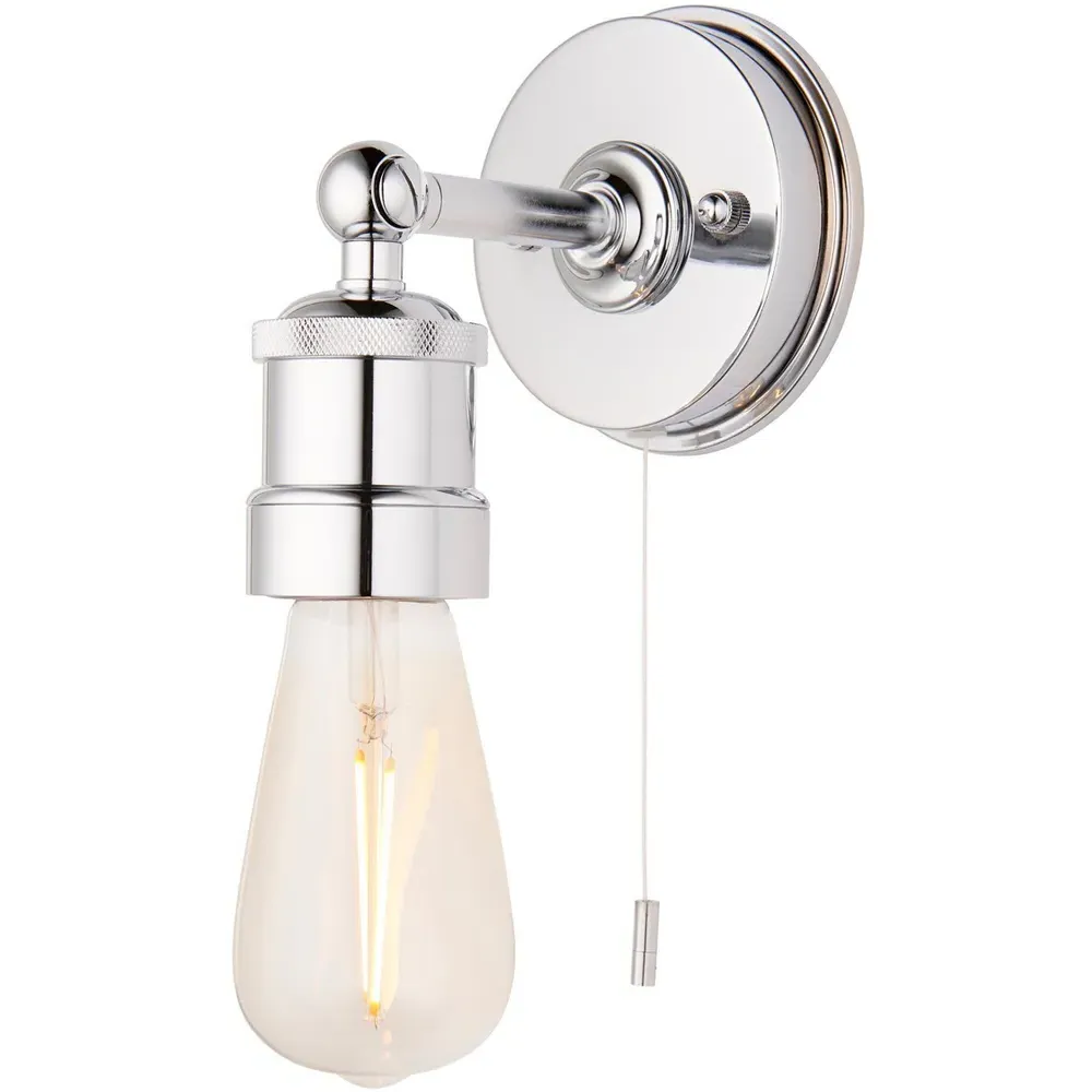 Aprilia Bathroom Wall Light with Pull Chain - Silver, Chrome