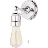 Aprilia Bathroom Wall Light with Pull Chain - Silver, Chrome