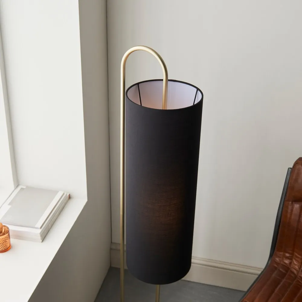 Arenzano Floor Lamp - Antique Brass, Black Fabric
