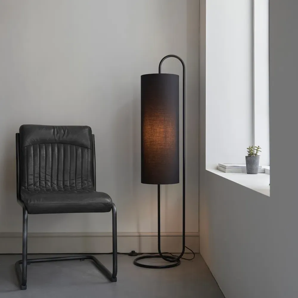 Arenzano Floor Lamp - Matt Black, Black Fabric