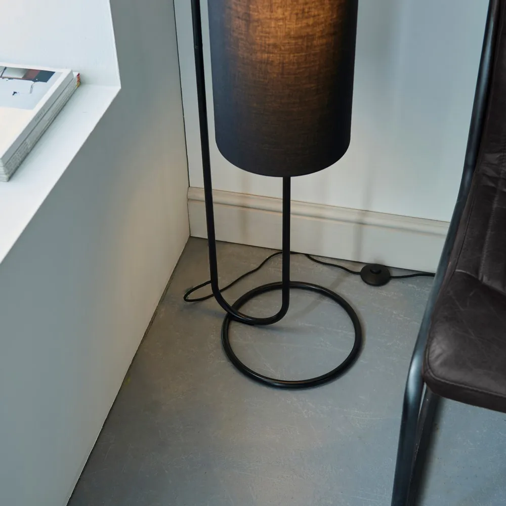 Arenzano Floor Lamp - Matt Black, Black Fabric