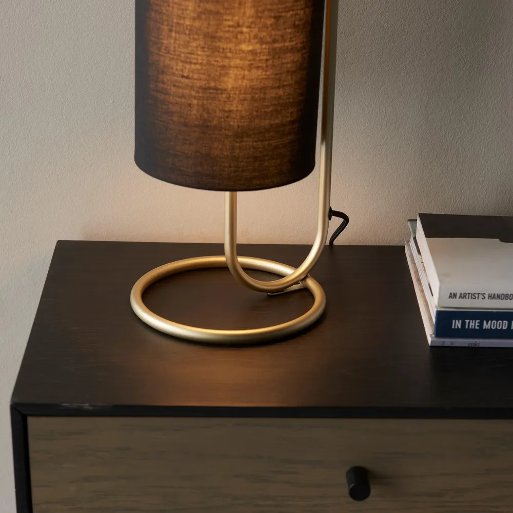 Arenzano Table Lamp - Antique Brass, Black Fabric