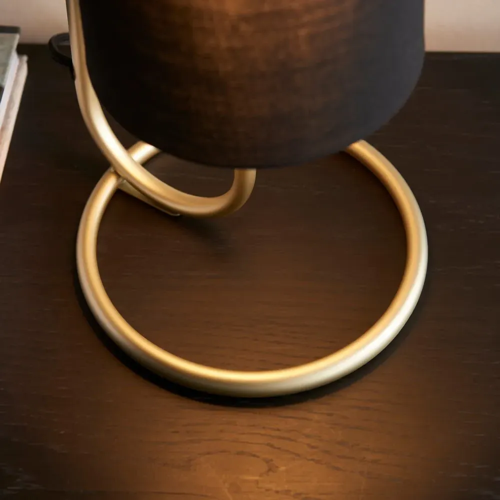 Arenzano Table Lamp - Antique Brass, Black Fabric