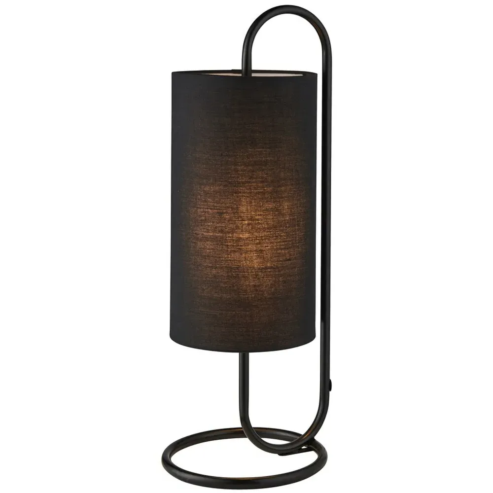 Arenzano Table Lamp - Matt Black, Black Fabric