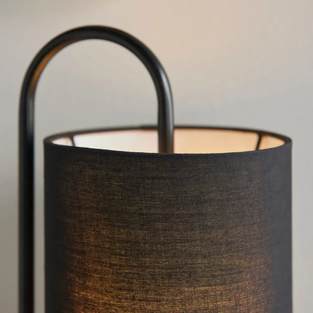 Arenzano Table Lamp - Matt Black, Black Fabric