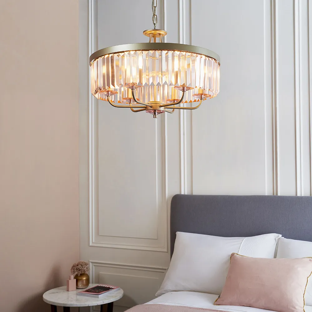 Ascoli 6 Light Pendant Ceiling Light - Champagne, Glass