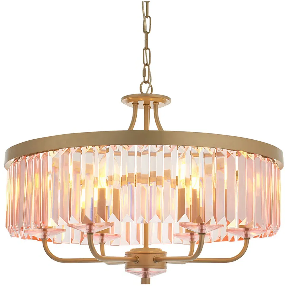 Ascoli 6 Light Pendant Ceiling Light - Champagne, Glass