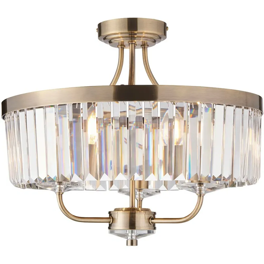 Ascoli Clear Glass Ceiling Light - Brown, Antique Brass
