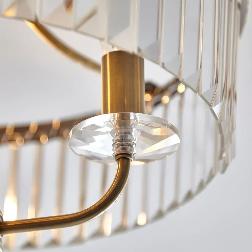 Ascoli Clear Glass Ceiling Light - Brown, Antique Brass