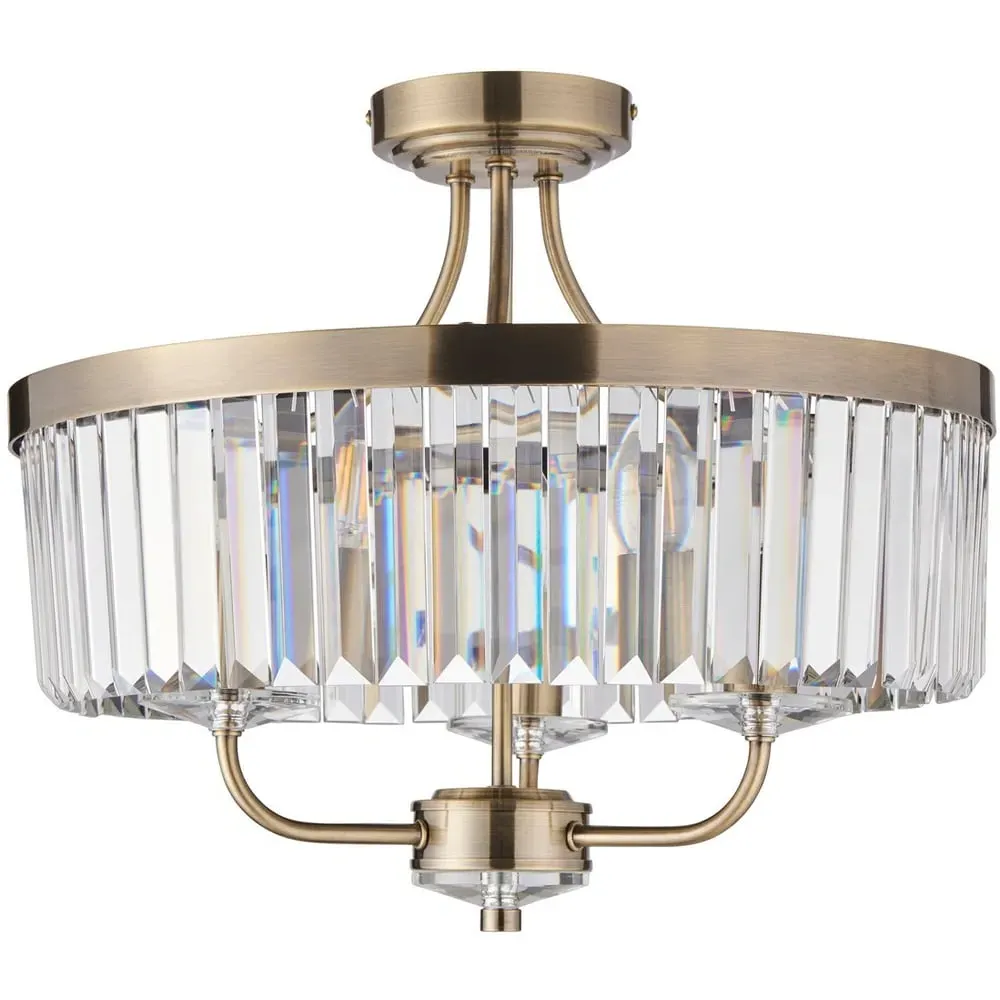 Ascoli Clear Glass Ceiling Light - Brown, Antique Brass image