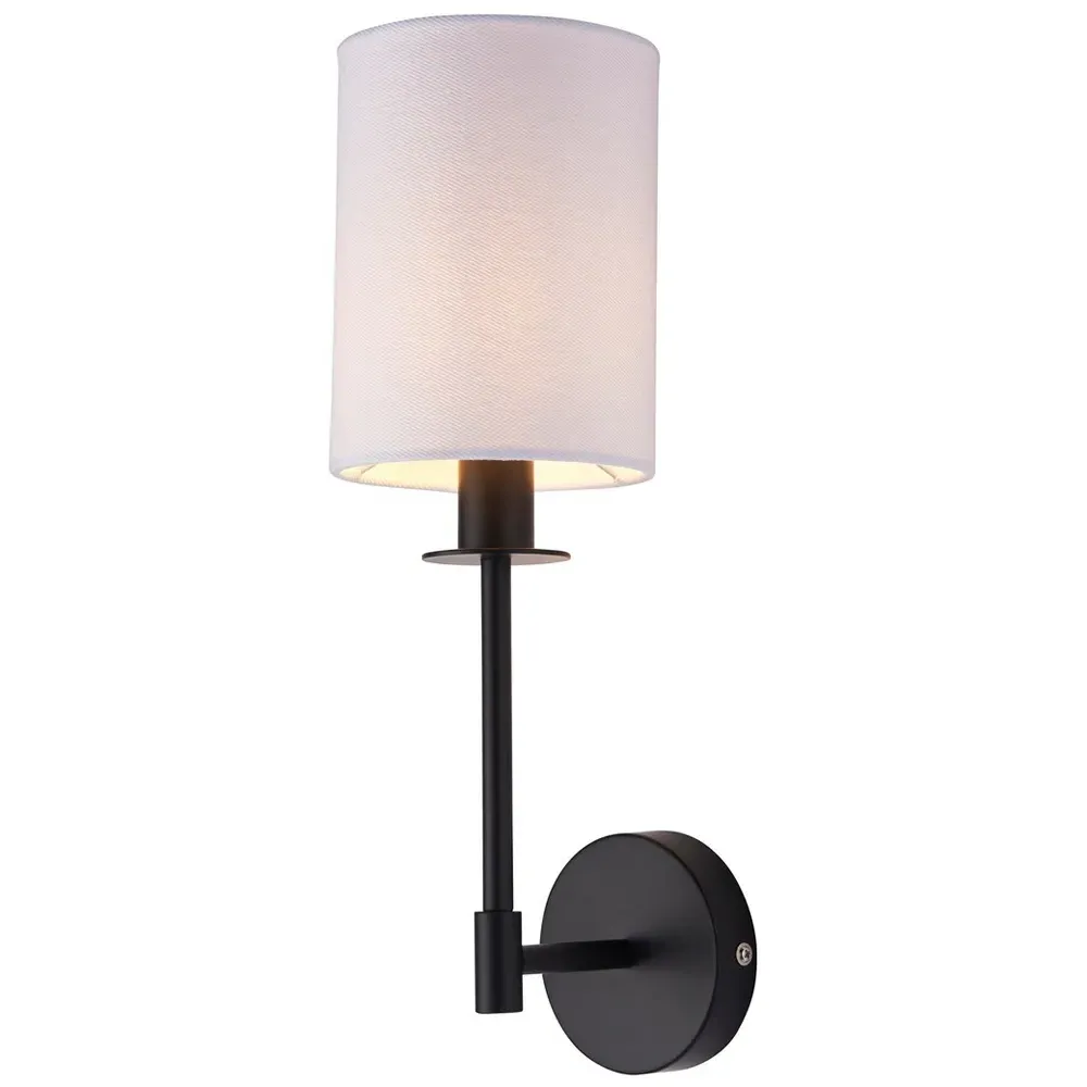 Avellino Wall Lamp with Fabric Shade - Black, Metal