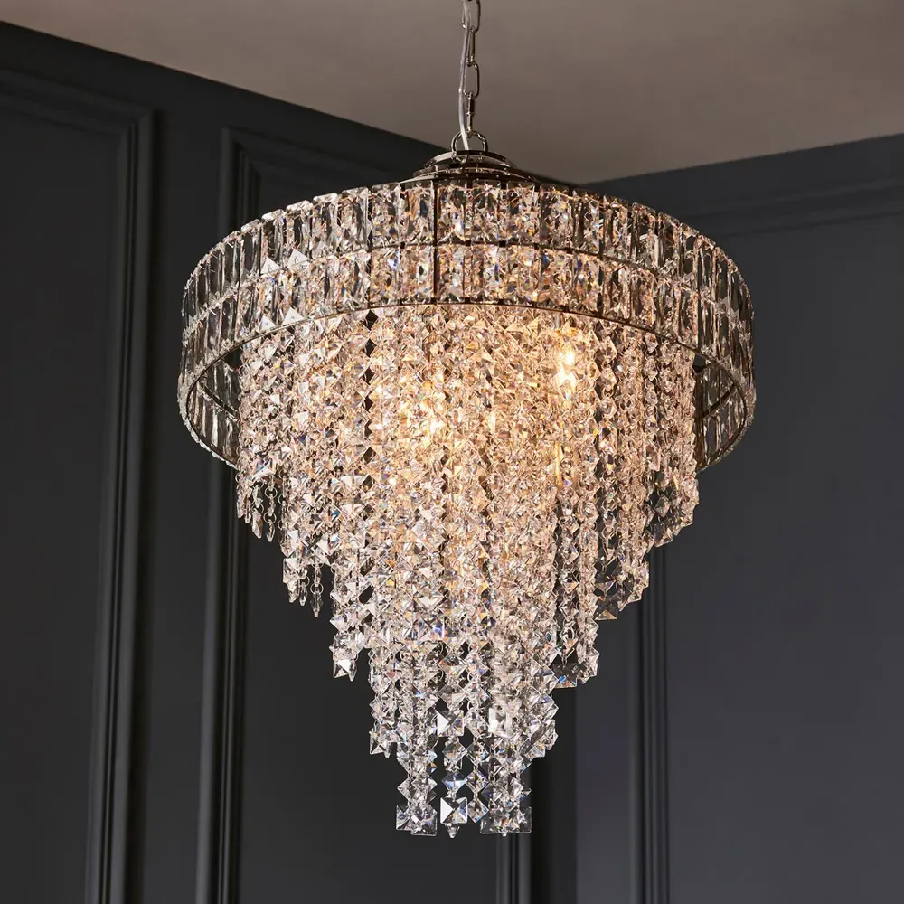 Aversa Crystal Glass Pendant Ceiling Light - Grey