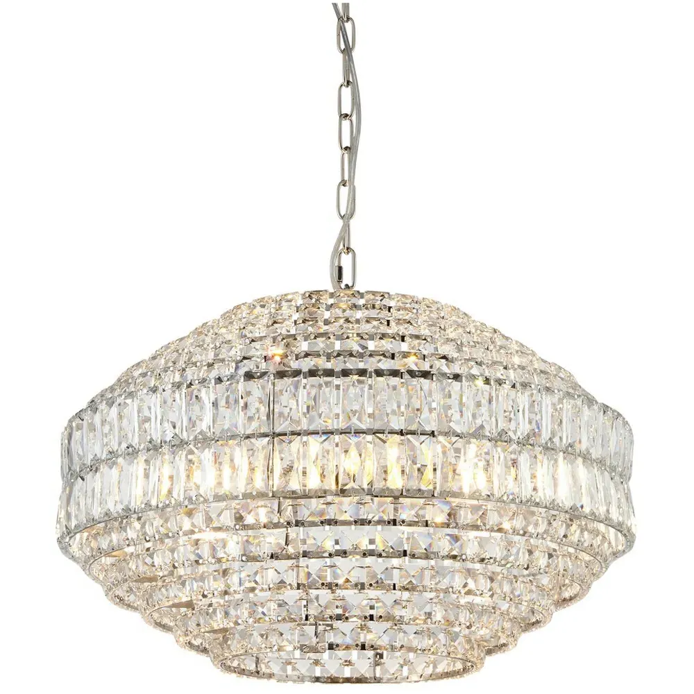 Aversa Crystal Glass Pendant Ceiling Light - Nickel