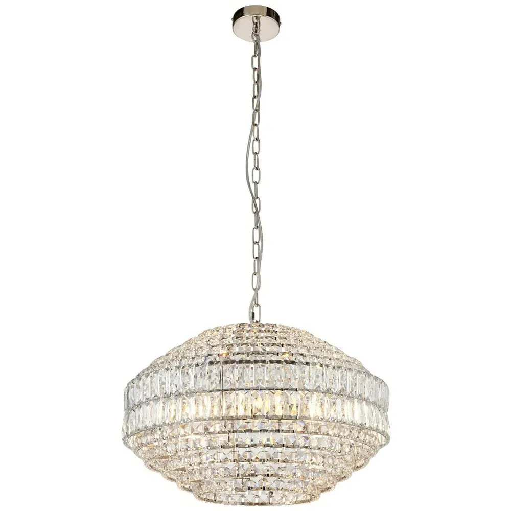 Aversa Crystal Glass Pendant Ceiling Light - Nickel image