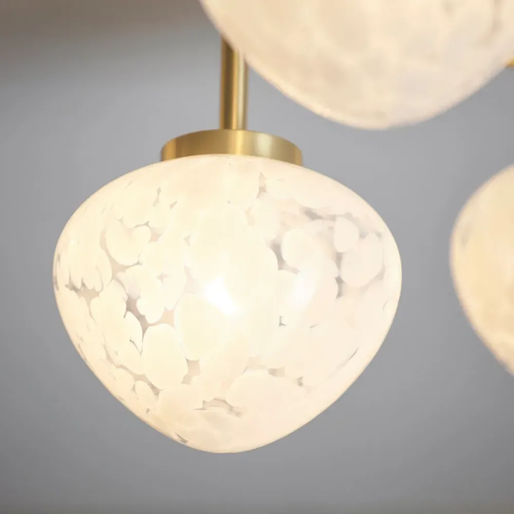 Bari 4 Light Semi Flush Ceiling Light - White Confetti Glass