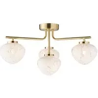 Bari 4 Light Semi Flush Ceiling Light - White Confetti Glass