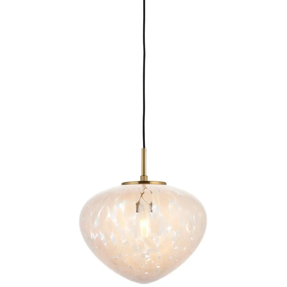 Bari White Confetti Glass Pendant Light - Satin Brass