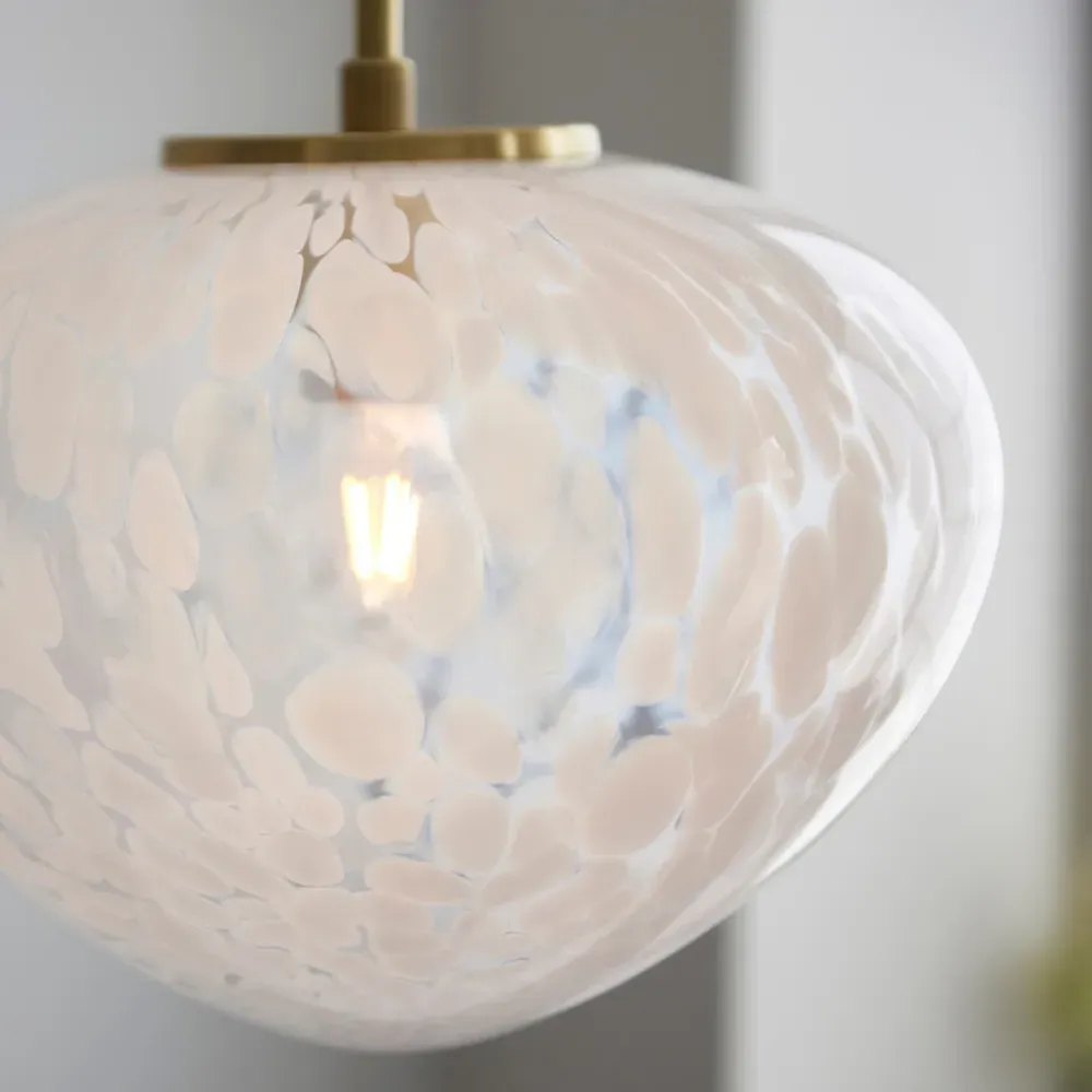 Bari White Confetti Glass Pendant Light - Satin Brass
