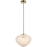 Bari White Confetti Glass Pendant Light - Satin Brass
