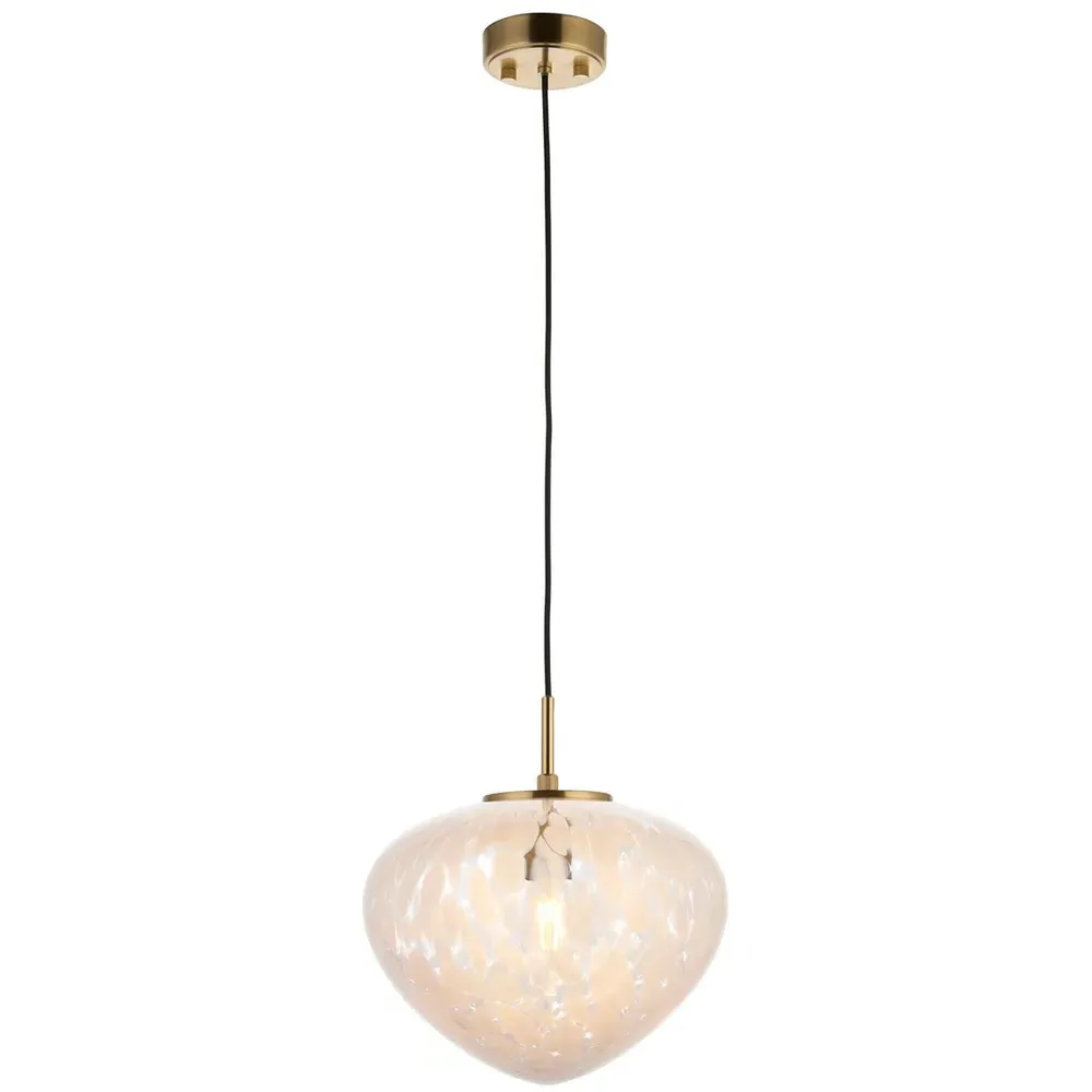 Bari White Confetti Glass Pendant Light - Satin Brass