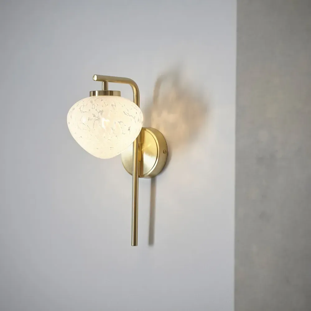 Bari White Confetti Glass Wall Light - Satin Brass