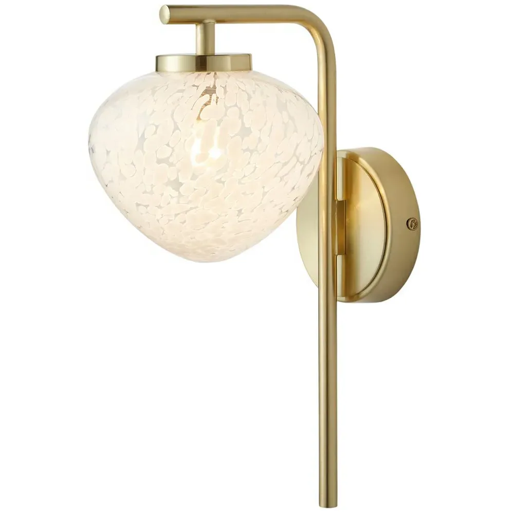 Bari White Confetti Glass Wall Light - Satin Brass