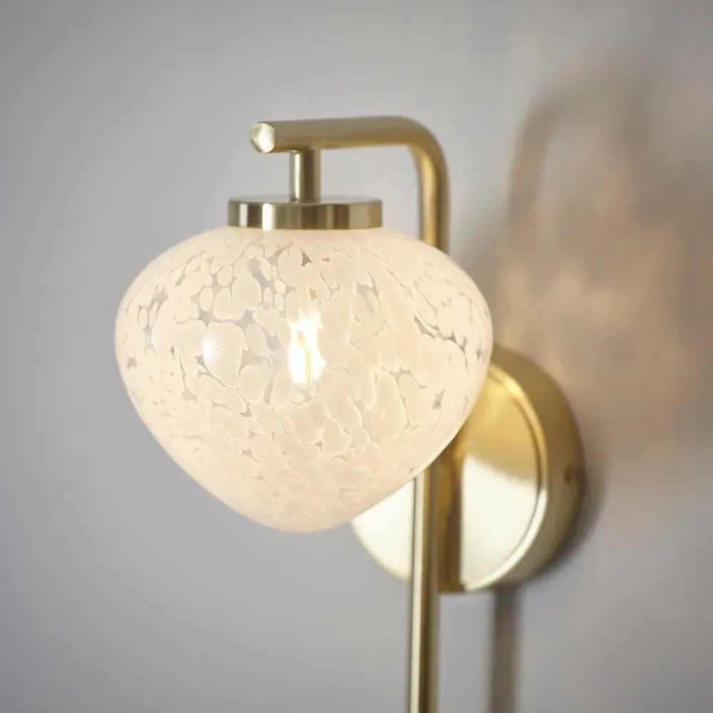 Bari White Confetti Glass Wall Light - Satin Brass