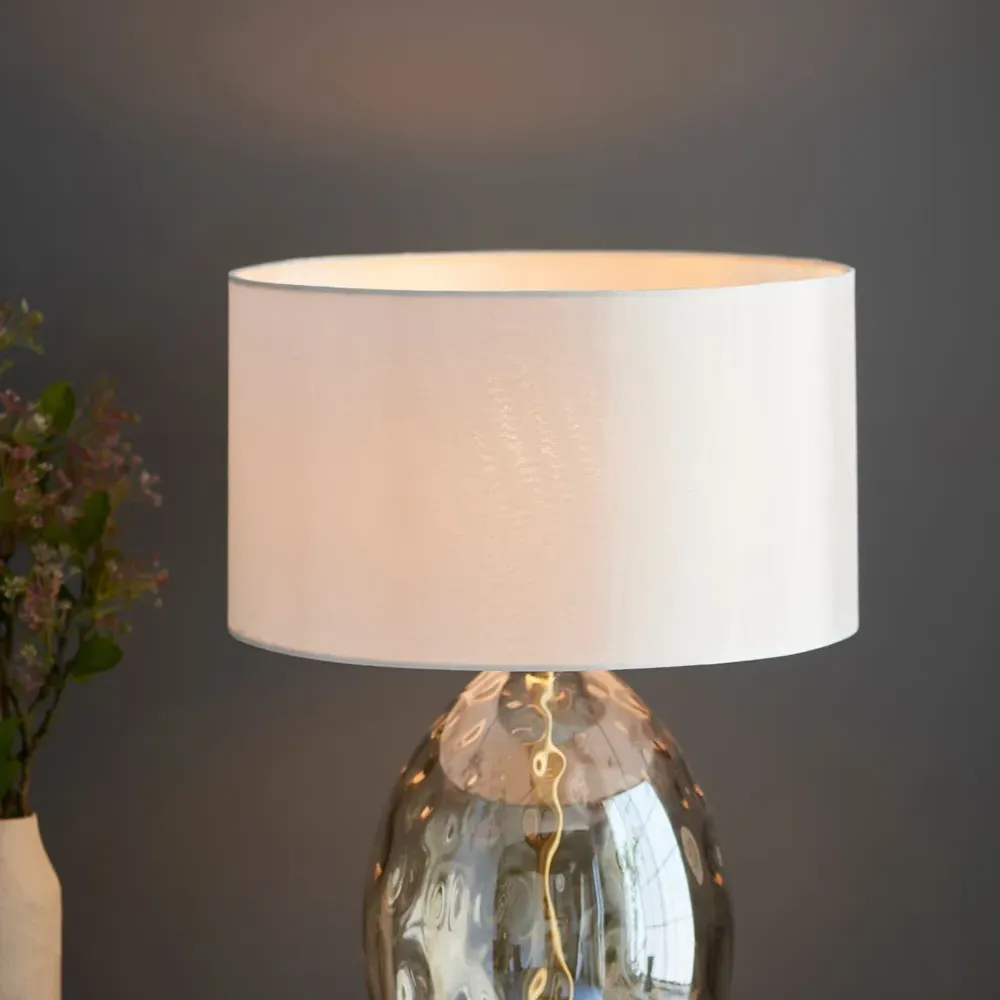 Barletta Drum Shade Table Lamp - White, Glass