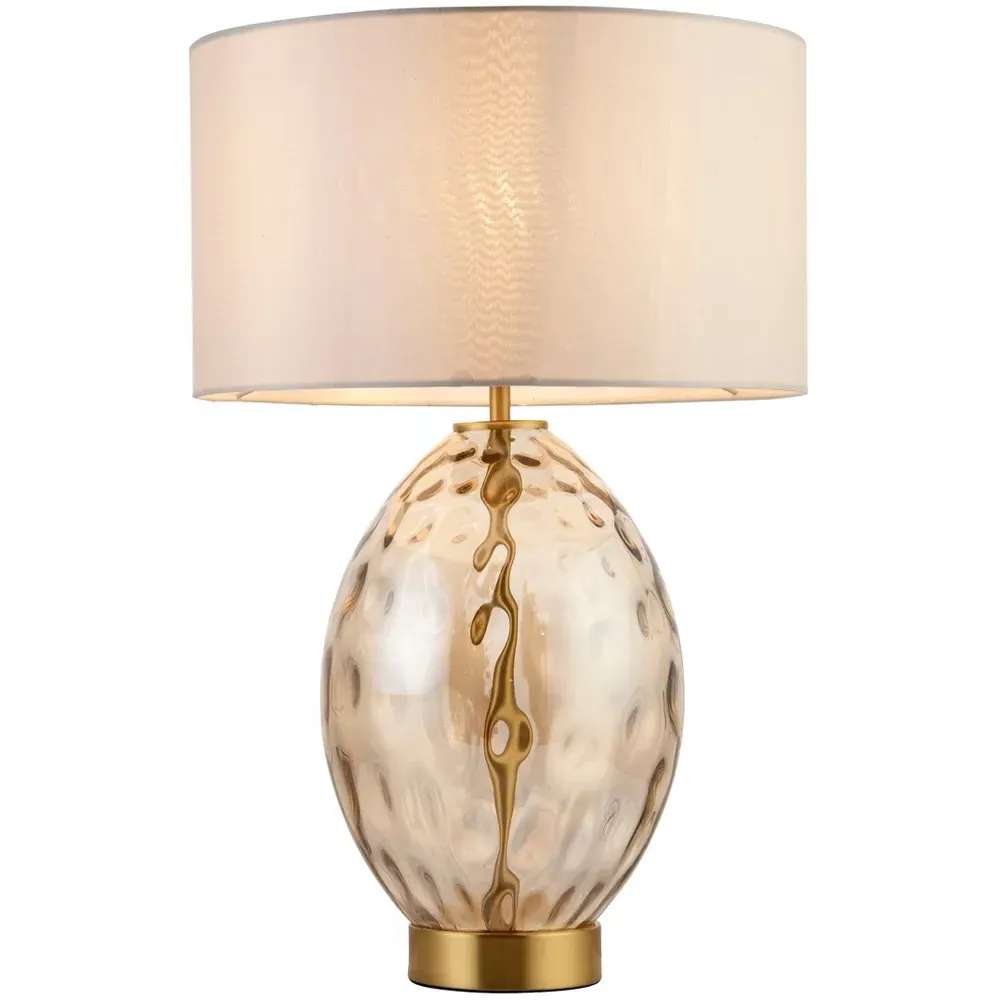 Barletta Drum Shade Table Lamp - White, Glass