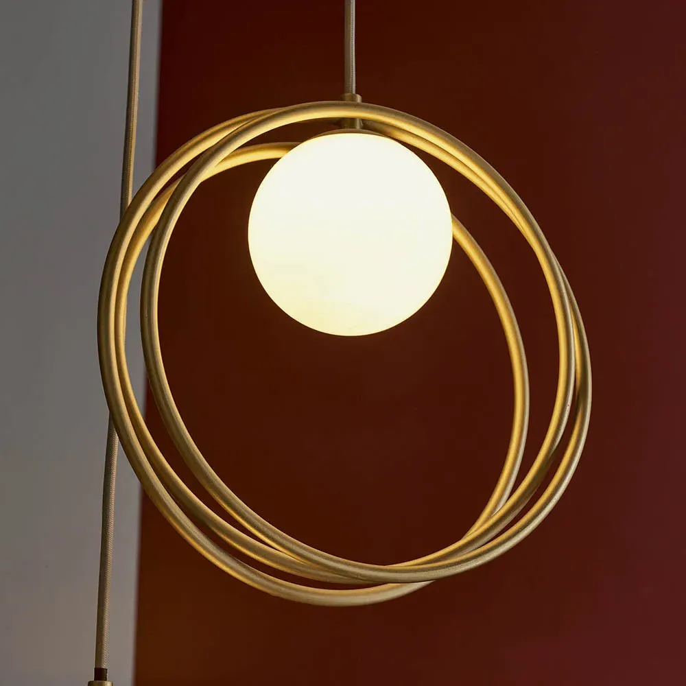Bergamo 3 Light Pendant Light - Gold, Opal Glass