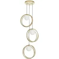 Bergamo 3 Light Pendant Light - Gold, Opal Glass