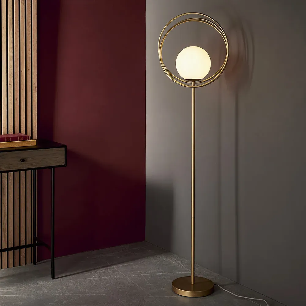 Bergamo Floor Lamp - Gold, Opal Glass