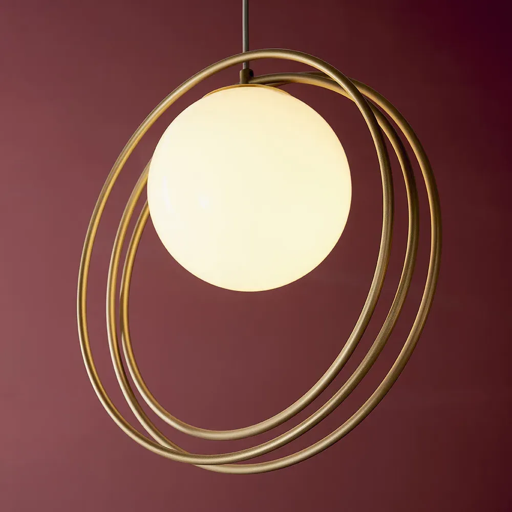 Bergamo Pendant Light - Gold, Opal Glass