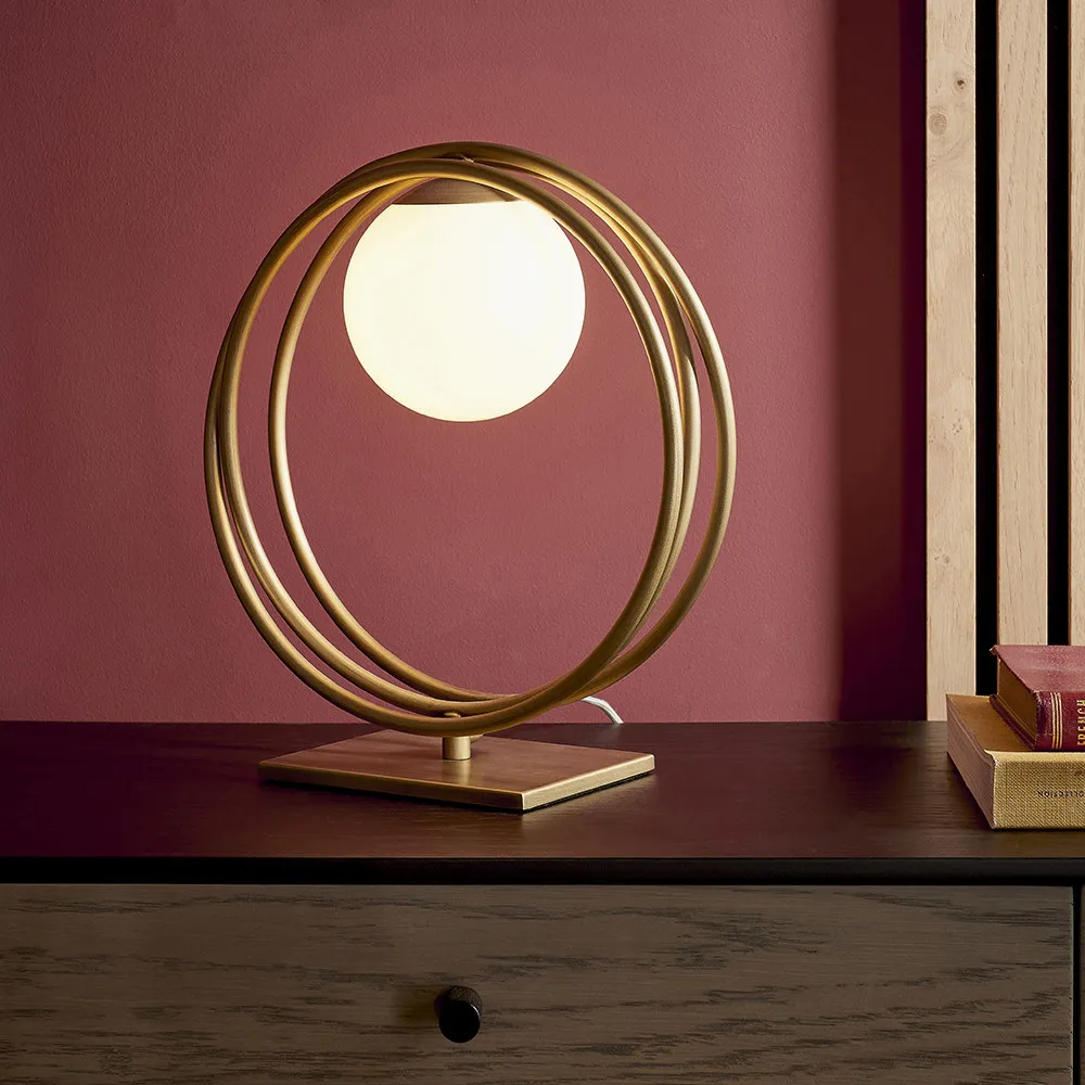 Bergamo Table Lamp - Gold, Opal Glass