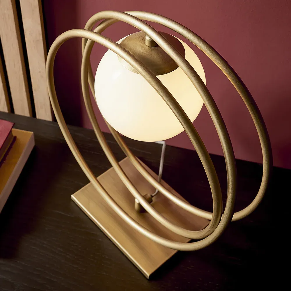 Bergamo Table Lamp - Gold, Opal Glass